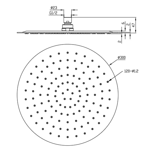 Caral UFO Ultra Flat 30 cm ronde hoofddouche Wiesbaden in roestvrij staal