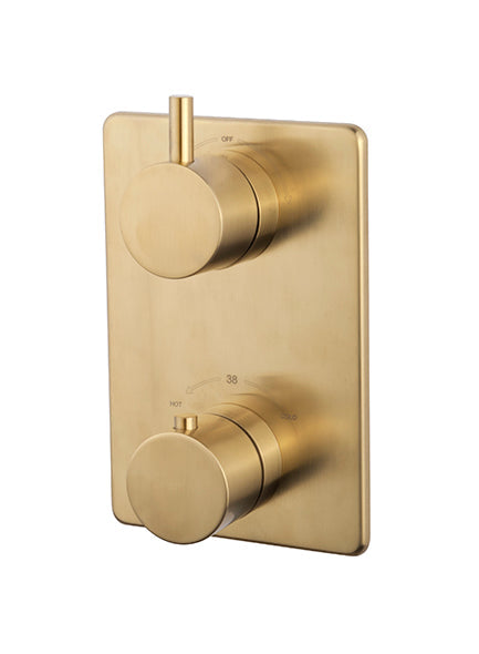 Caral Thermostatische 2-weg inbouwafwerking Wiesbaden in geborsteld messing goud