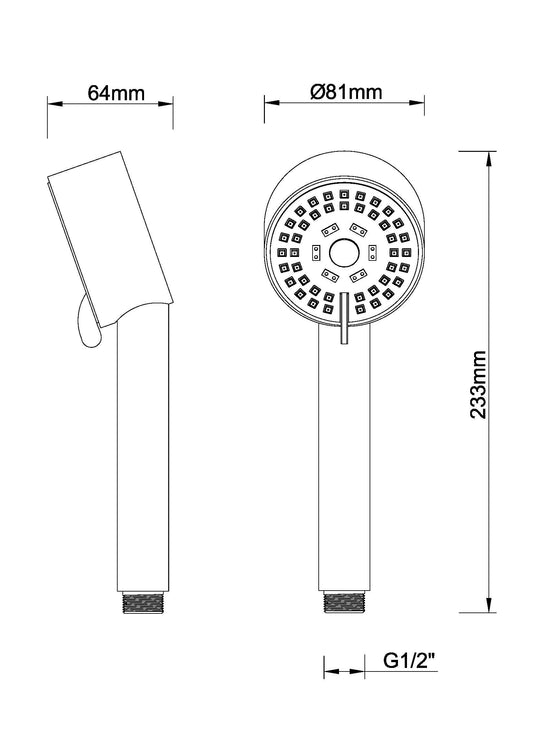 UniMatch Cadans handdouche 3 standen Ø 8 cm geborsteld messing PVD