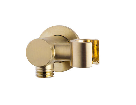 Luxe handdouchehouder Wiesbaden met kantelbaar opzetstuk 1/2'' in geborsteld messing goud