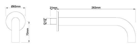Caral baduitloop rond 25 cm 1/2''PVD