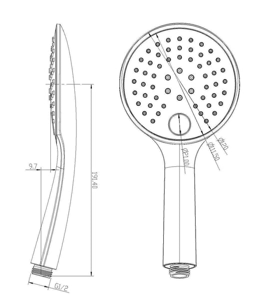UniMatch handdouche 3 standen Ø 12 cm