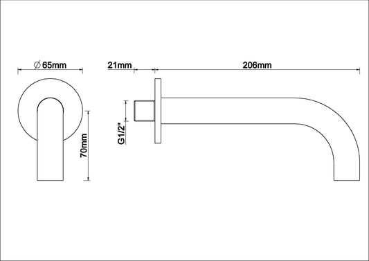 Rond 20 cm 1/2 Geborsteld Koperen Inbouwuitloop Wiesbaden