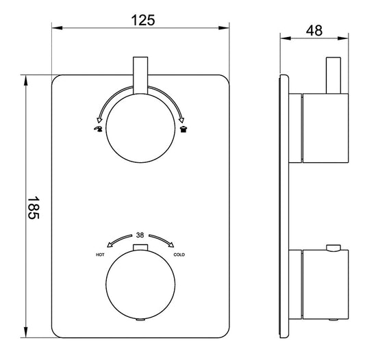 Caral partie de finition thermostat encastré 2 voies gunmetal PVD