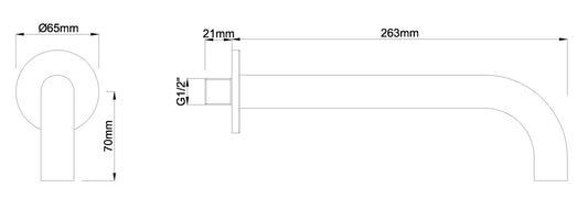 Caral baduitloop rond 25 cm 1/2'' gunmetal PVD