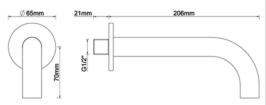 Caral boucle de ceinture ronde 20 cm 1/2" gunmetal PVD