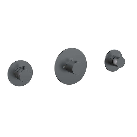 Dreams Aufbaudetail thermostatischer Duscharmatur mit 2 Absperrhähnen Gunmetal