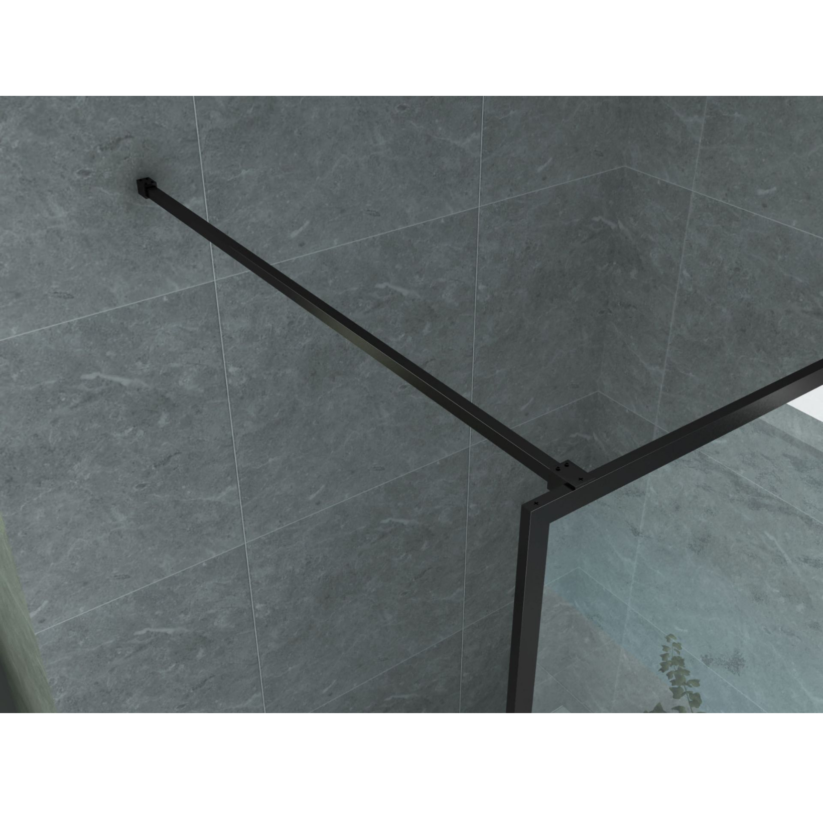 ALONI inloopdouchewand met mat zwart profiel – 8 mm veiligheidsglas