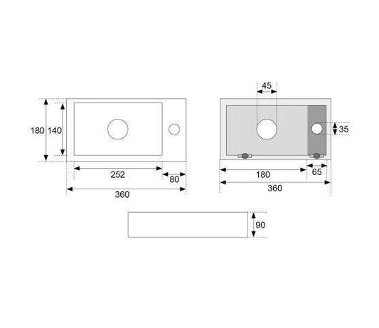 Carrara Marmer Look Fonteinset Wiesbaden Kleur RVS (Kraangat Rechts)