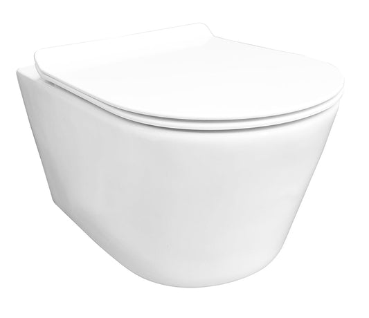Sity randloos wandtoilet Wiesbaden met soft-close toiletbril en snelsluiting glanzend wit