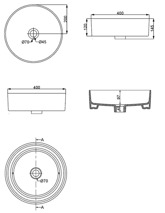 Link waskom rond 40 x 12 cm keramiek