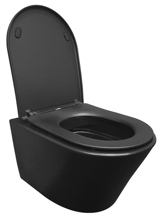 Vesta randloos wandtoilet Wiesbaden 52 cm mat zwart (incl. zitting)