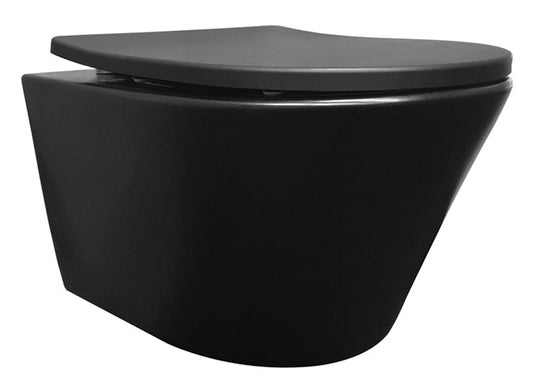 Vesta randloos wandtoilet Wiesbaden 52 cm mat zwart (incl. zitting)