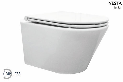 Vesta Junior Diepspoelrandloos wandtoilet met Flatline-zitting Wit Wiesbaden
