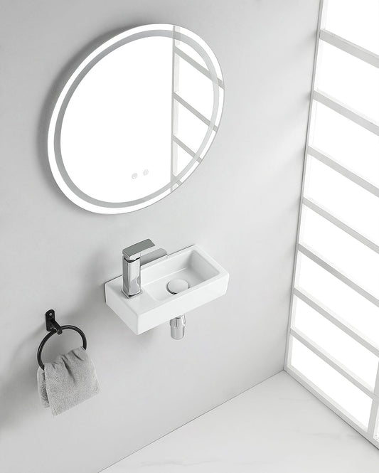Rhea Mini Rechthoek Fontein 36x18x9 cm Keramiek Wit Wiesbaden (Kraangat Links)