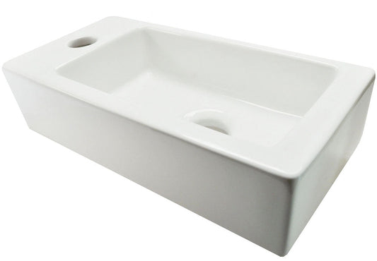 Rhea Mini Rechthoek Fontein 36x18x9 cm Keramiek Wit Wiesbaden (Kraangat Links)