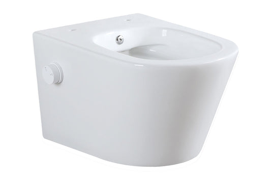 Bidesta Randloos wandtoilet Wiesbaden met bidetkraan koud water in glanzend wit