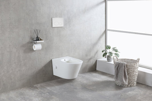 Bidesta randloos wandtoilet Wiesbaden met bidetkraan koud water in mat wit