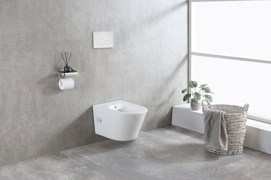 Bidesta randloos wandtoilet Wiesbaden met bidetkraan warm en koud in mat wit