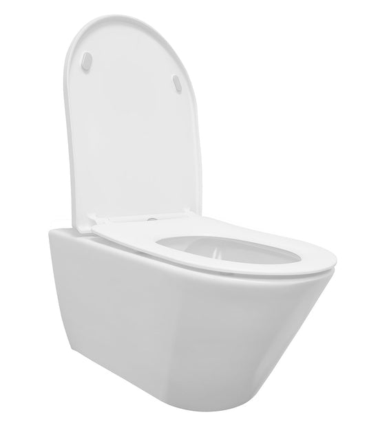 Stereo randloos wandtoilet met soft close en schaduwtoiletbril matwit, Wiesbaden