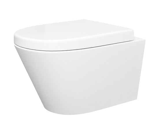 Stereo randloos wandtoilet met Vesta toiletbril glanzend wit, Wiesbaden