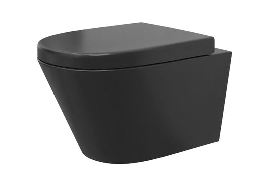 Stereo randloos wandtoilet met Vesta toiletbril mat zwart, Wiesbaden