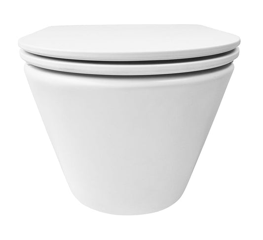 Vesta Randloos Wandtoilet Wiesbaden met Flatline Toiletbril Soft Close en Quick Release Mat Wit