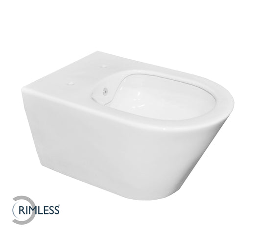 Luxe randloos wandtoilet Wiesbaden 53 cm met bidetfunctie in wit