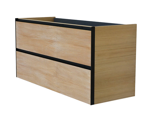 Lotus wastafelonderkast Wiesbaden met 2 lades, 120x45,2 cm in natuurlijk eiken en matzwart