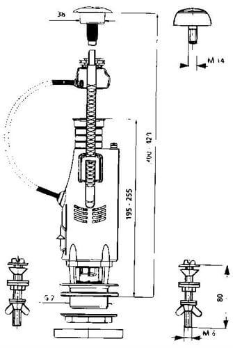 Dualflush-Spülgarnitur für keramisches Duoblok-Spülkastenreservoir