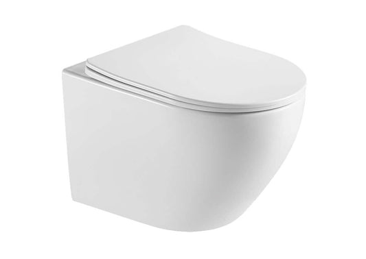 Nibiru rimless wandcloset met toiletzitting softclose en quick release mat wit