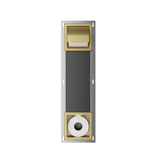 Inbouw Rocko Toiletrolhouder met Klep en Reserverolhouder Wiesbaden Geborsteld Messing