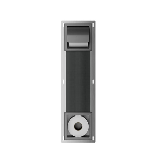 Rocko Gunmetal Toiletrolhouder met Klep en Reserverolhouder Inbouw Wiesbaden