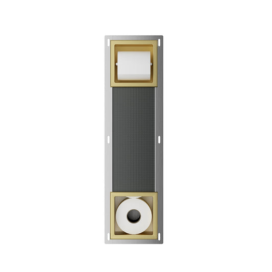 Rocko Geborsteld Messing Inbouw Toiletrolhouder Zonder Klep en Reserverolhouder Wiesbaden