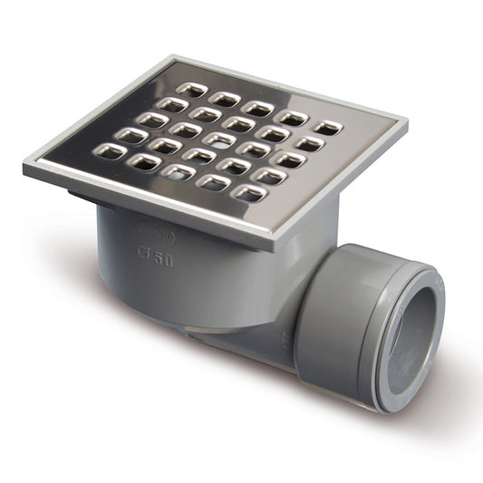 Douchebonde 105 x 105 mm sortie latérale inox