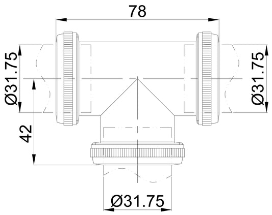 UniMatch buisverbinder T-stuk 32 mm chroom