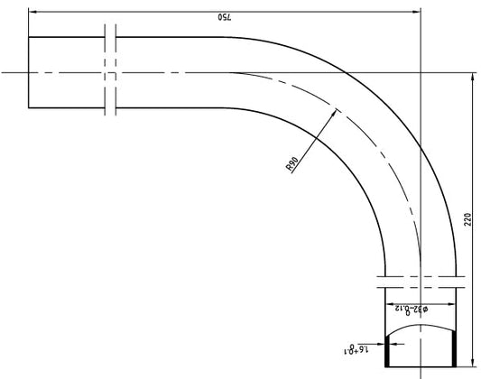 Vloerbuis PVC 75 x 22 x 3.2 cm wit