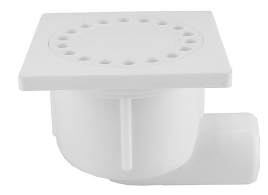 Douchebonde avec sortie latérale en plastique 10 x 10 cm blanc