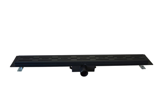 Caniveau de douche avec bride et grille 90 x 7 cm mat noir