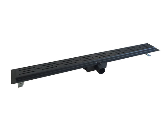 Caniveau de douche avec bride et grille 90 x 7 cm mat noir