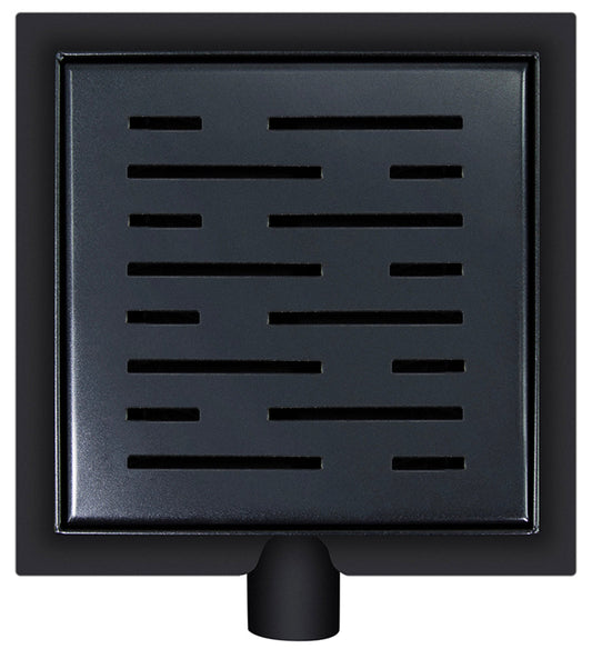 Bonde de douche avec bride et sortie latérale 15x15 cm mat noir