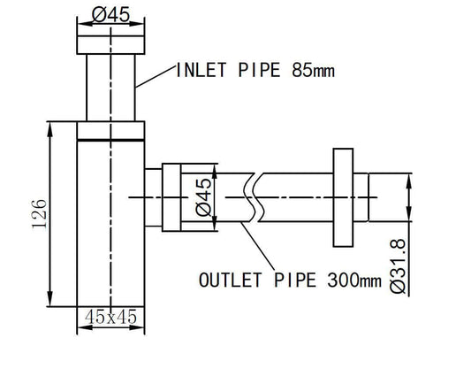 Rombo sifon vierkant 5/4" x 32 mm