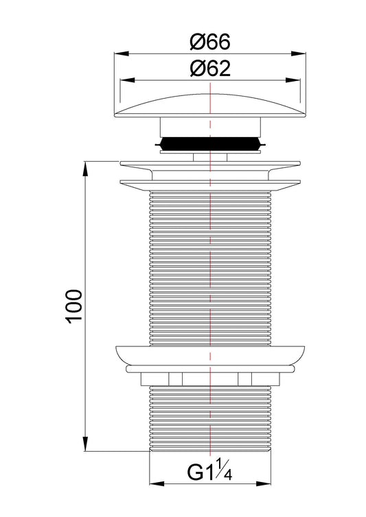 Caral Verlengde Clickwaste Aftapplug Wiesbaden 5/4" in Glanzend Wit