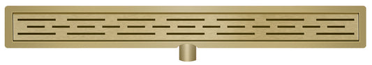 Caniveau de douche avec bride et grille 80 x 7 cm laiton brossé PVD