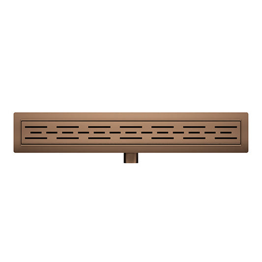 Caniveau de douche avec bride et grille 70 x 7 cm bronze brossé cuivre PVD