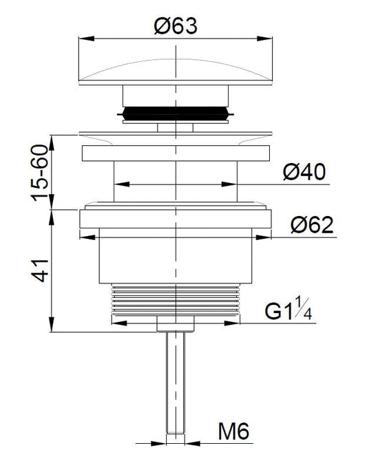 Caral Extended 5/4" Clickwaste Wiesbaden Geborsteld Messing Goud