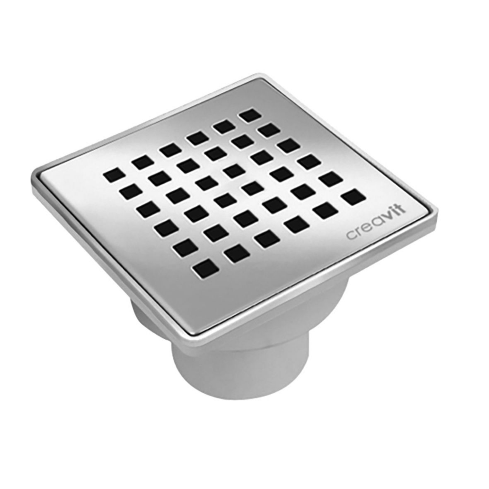 Doucheput PVC met Inox Rooster – Verticale Uitgang – Ø50 mm