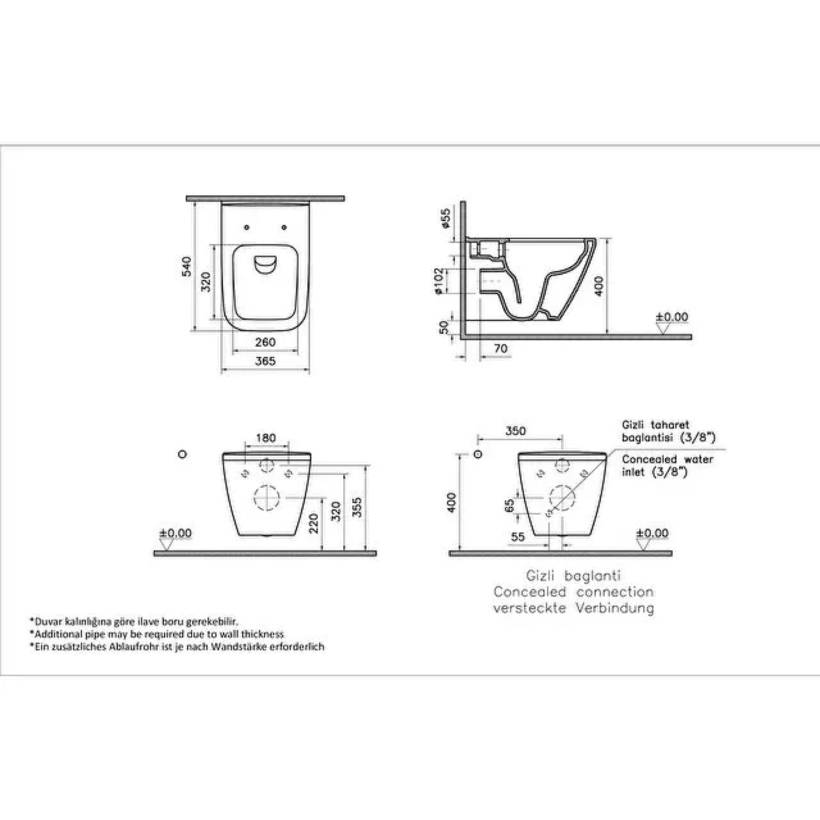 VitrA Integra Square Hangtoilet met Bidet – aansluiting voor externe stopkraan