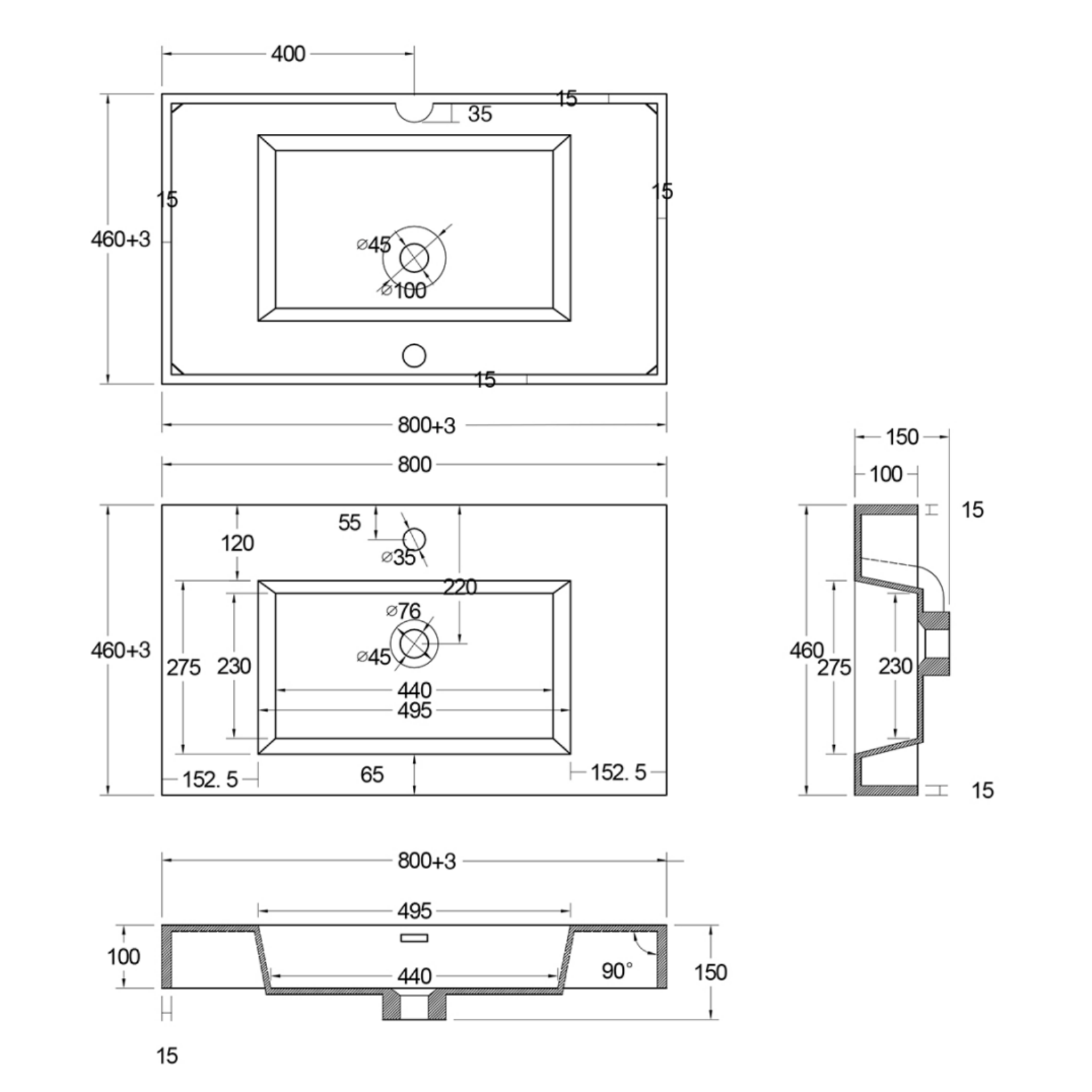 ALONI Wastafel – Kunstmarmer