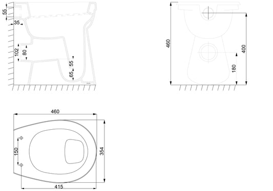 Staand Verhoogd +6 PK Toiletpot Wiesbaden Wit